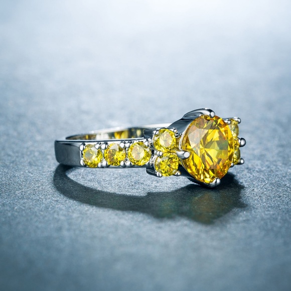 925 Silver Ring Citrine Size 6 New - Picture 4 of 4